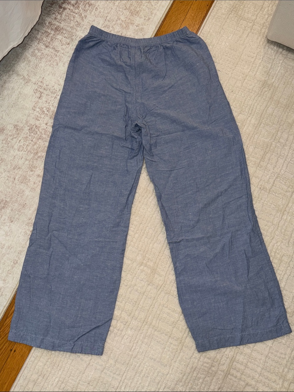 Uniqlo Blue Elastic Waist Wide-Leg Pants